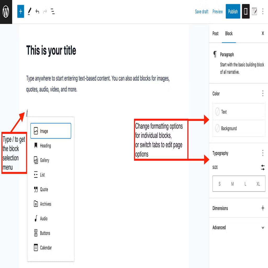 edit a new wordpress blog post