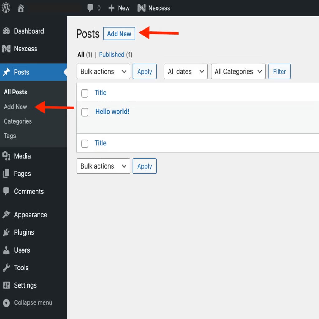 add new wp post