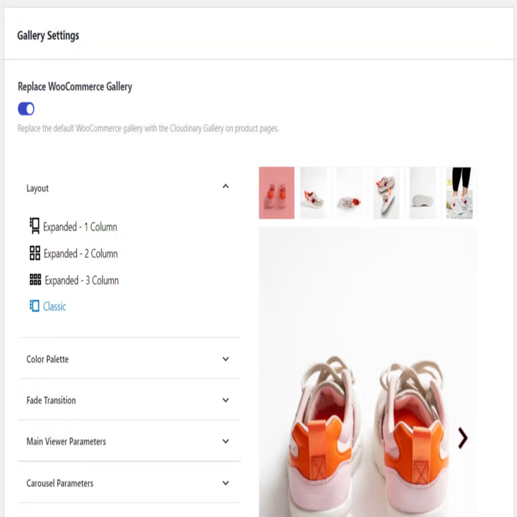 Replace WooCommerce gallery with Cloudinary gallery