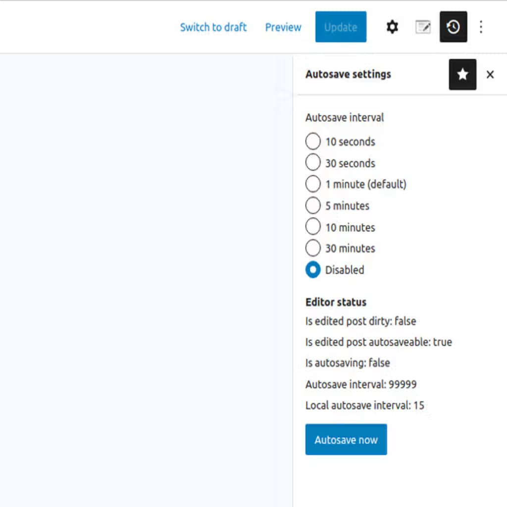 autosave settings screenshot