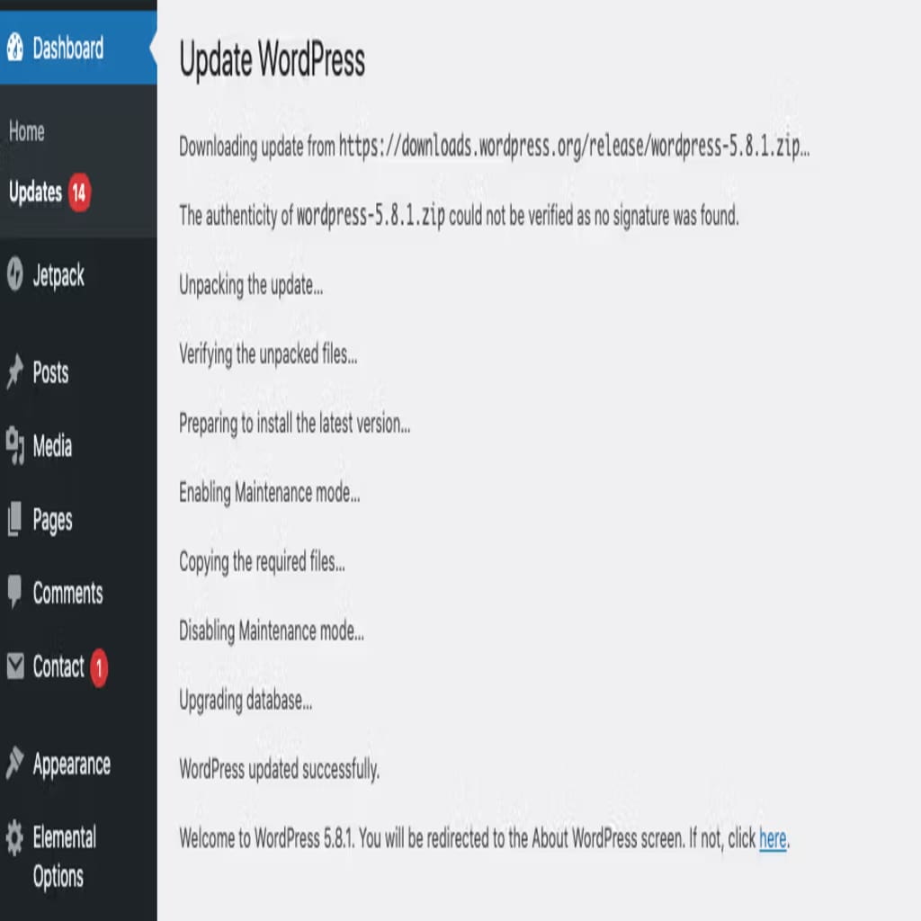 Update WordPress page