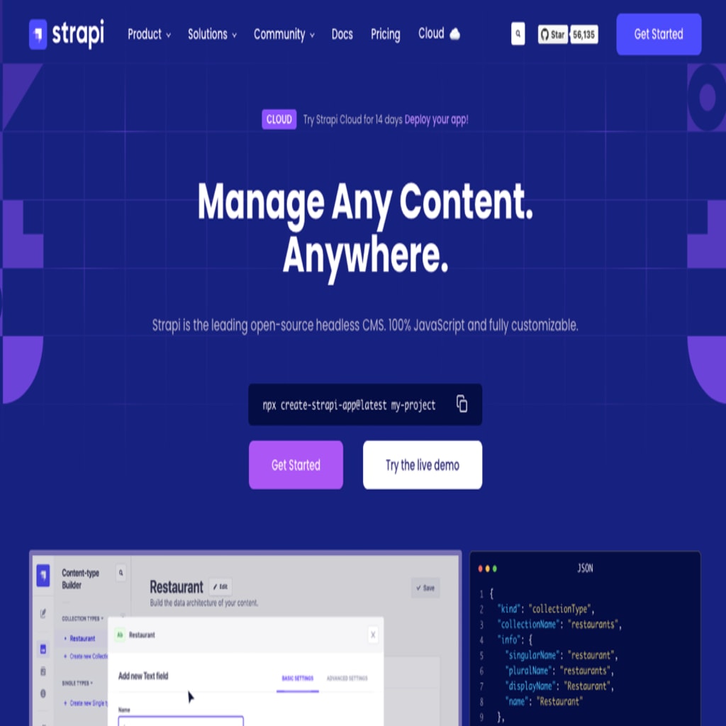 Strapi is the best headless CMS for API and admin panel customizations.