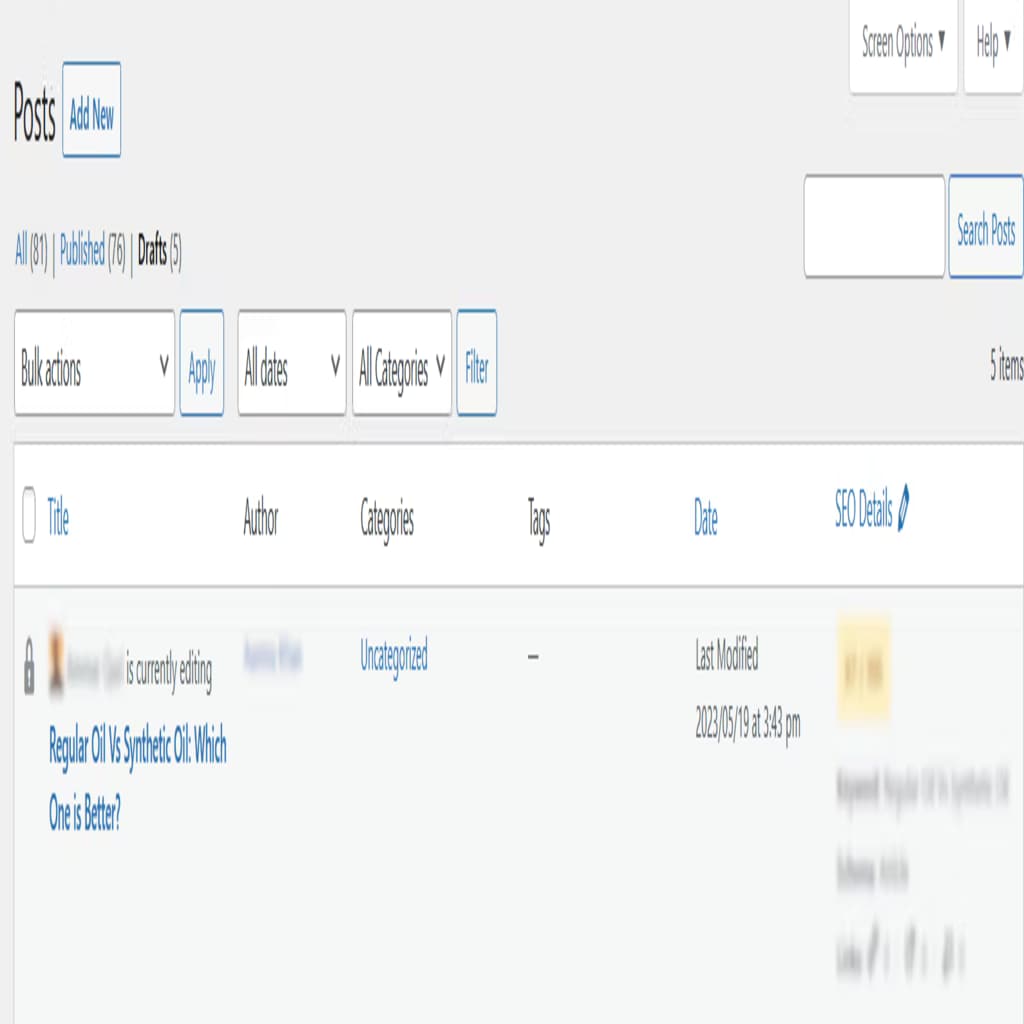 wordpress posts screenshot