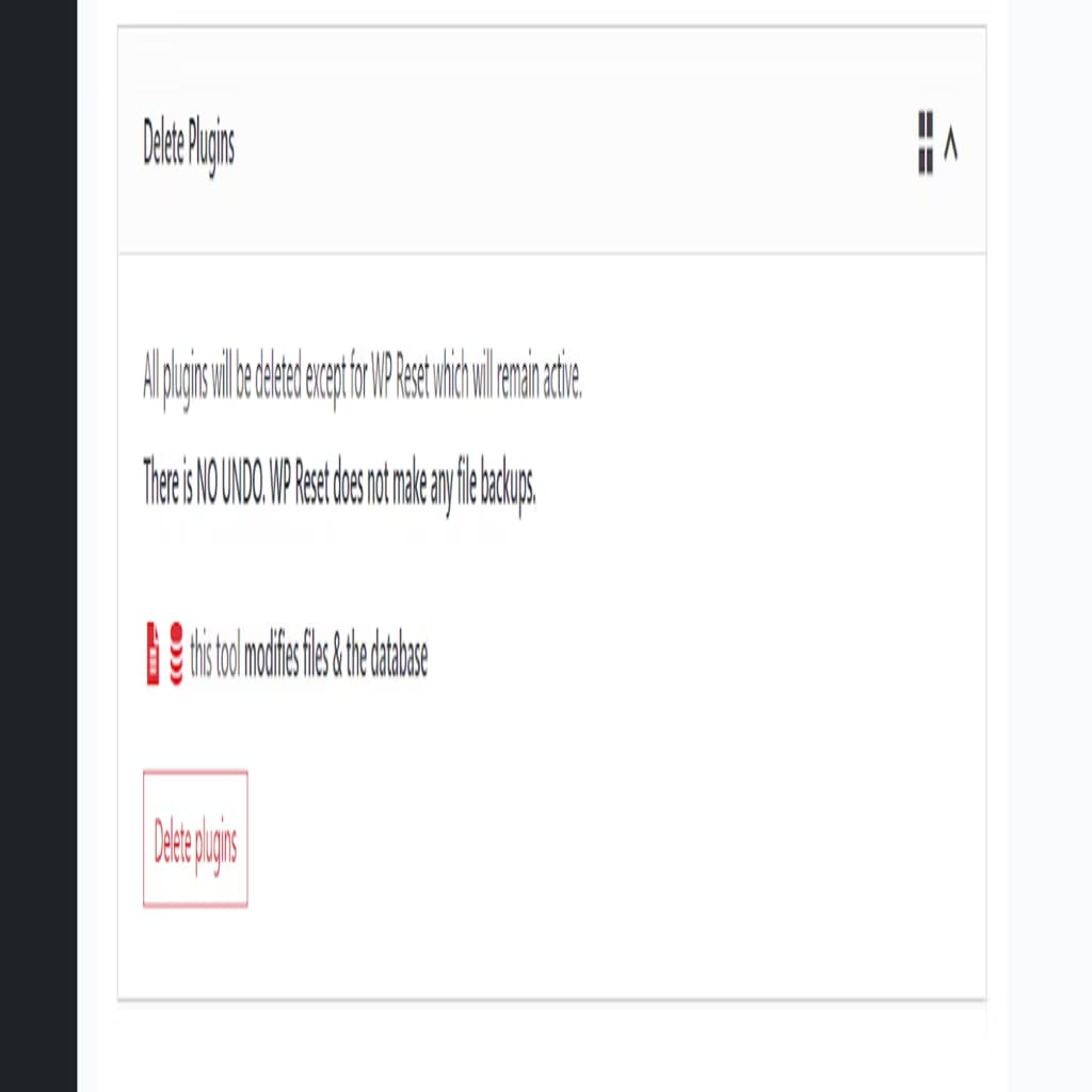 delete plugins confirmation screen