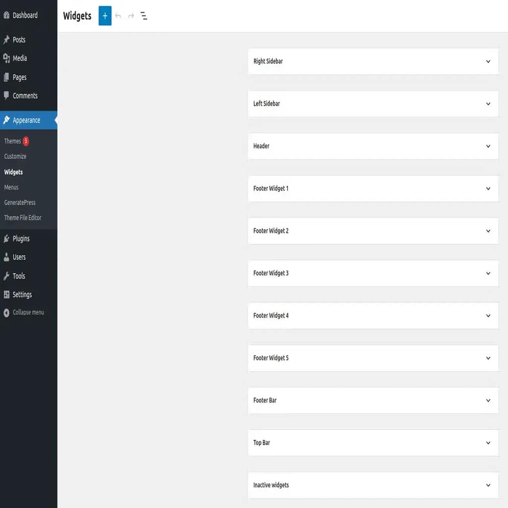 wordpress widgets in many areas