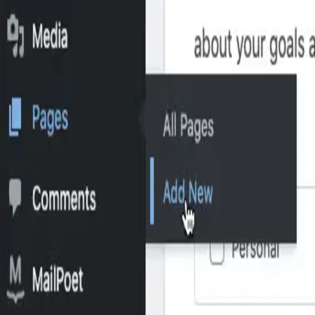 build wordpress add new page menu