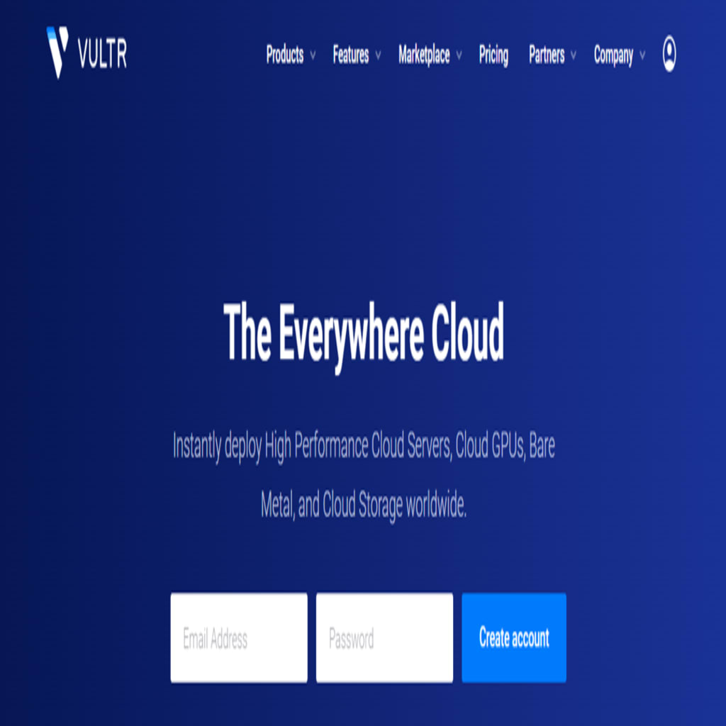 Vultr’s webpage.