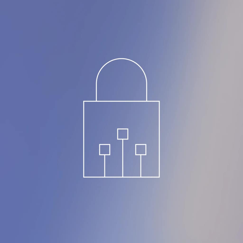 Illustration of a padlock on a gradient background.