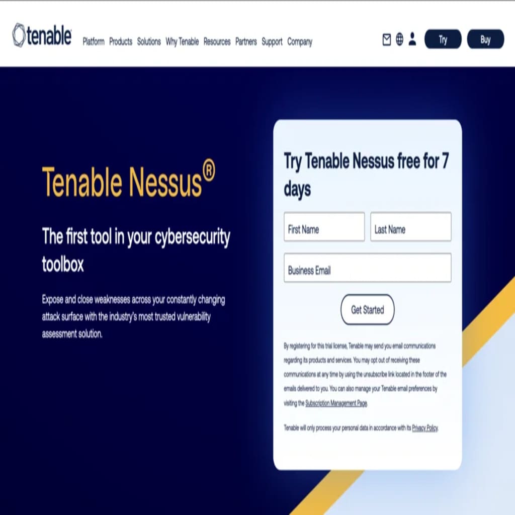 Nessus homepage