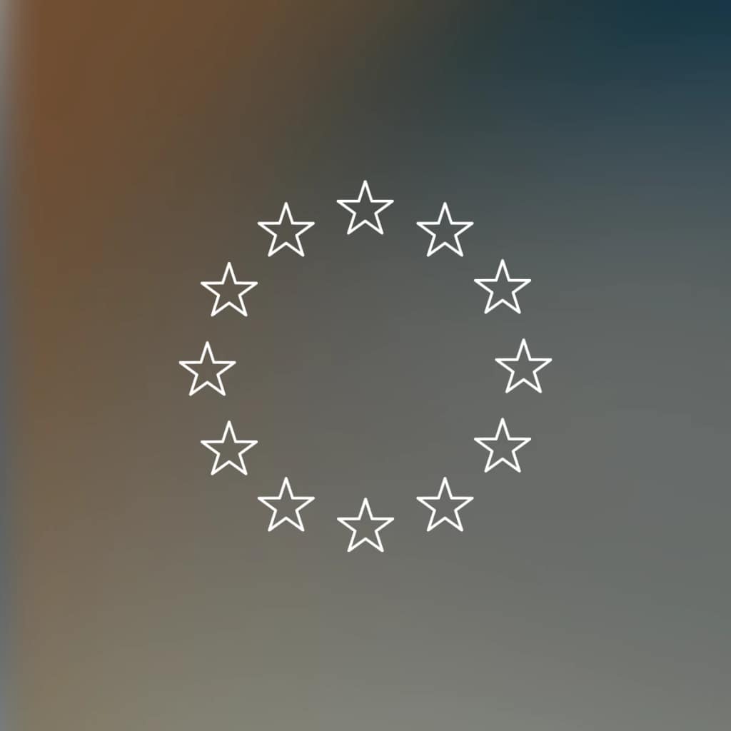 Illustration of a circle of stars, mimicking the EU flag, on a gradient background.