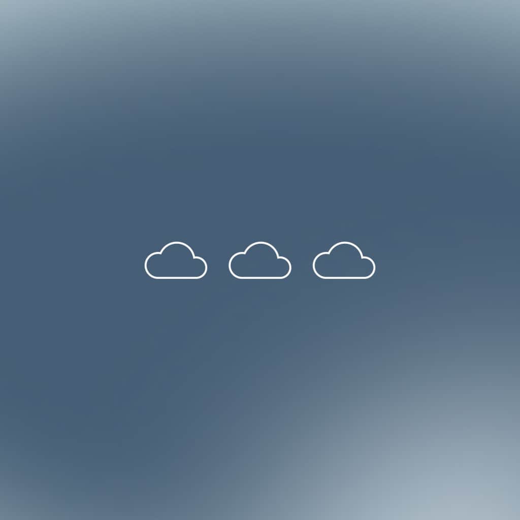 Illustration of three clouds against a blue ombre background
