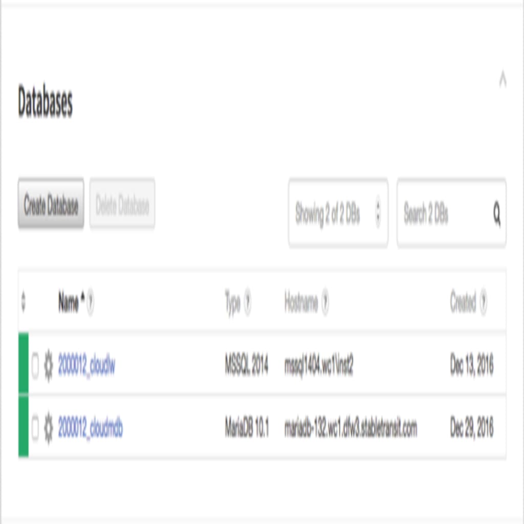 database section on home page
