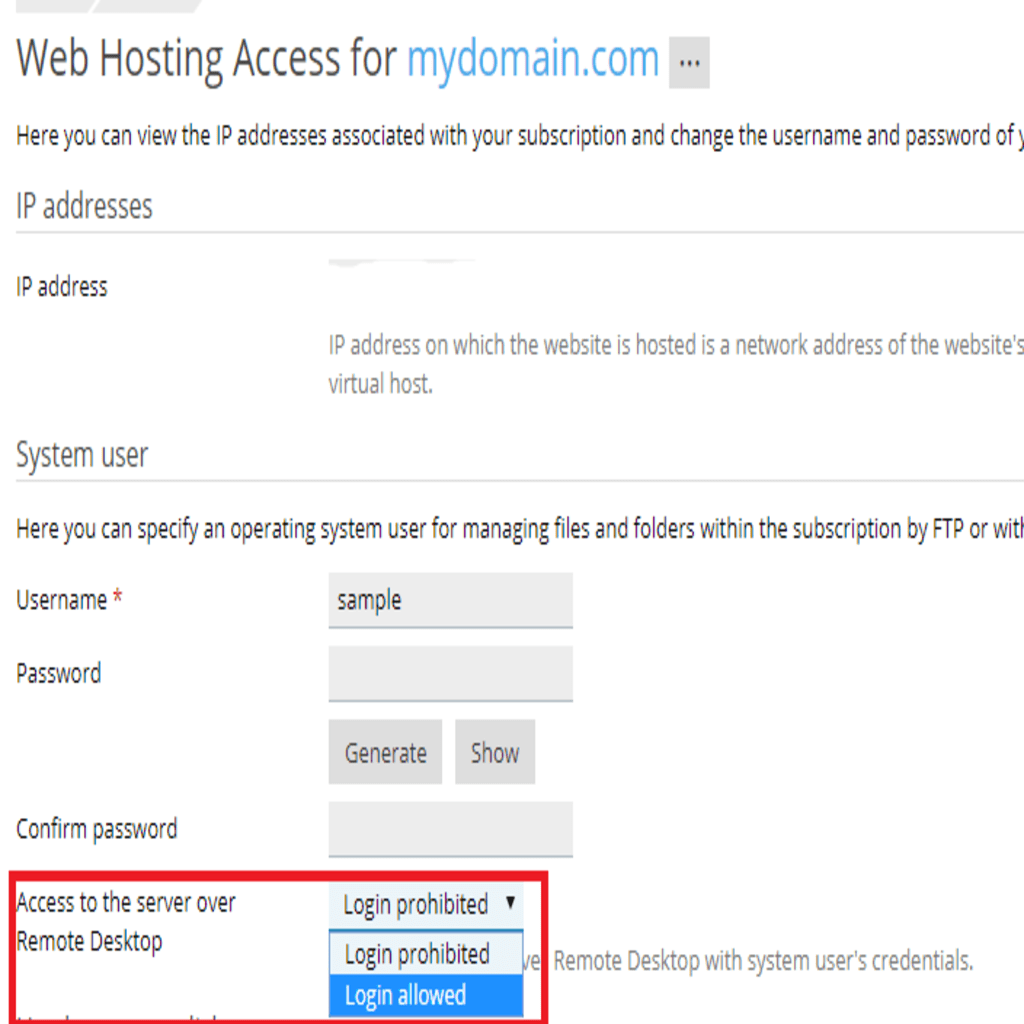 remote access toggle highlighted
