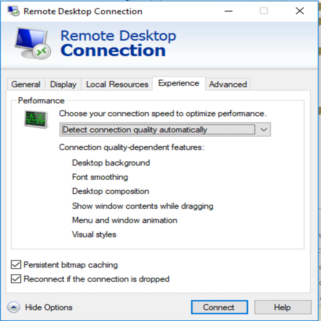 Remote Desktop Connection Settings