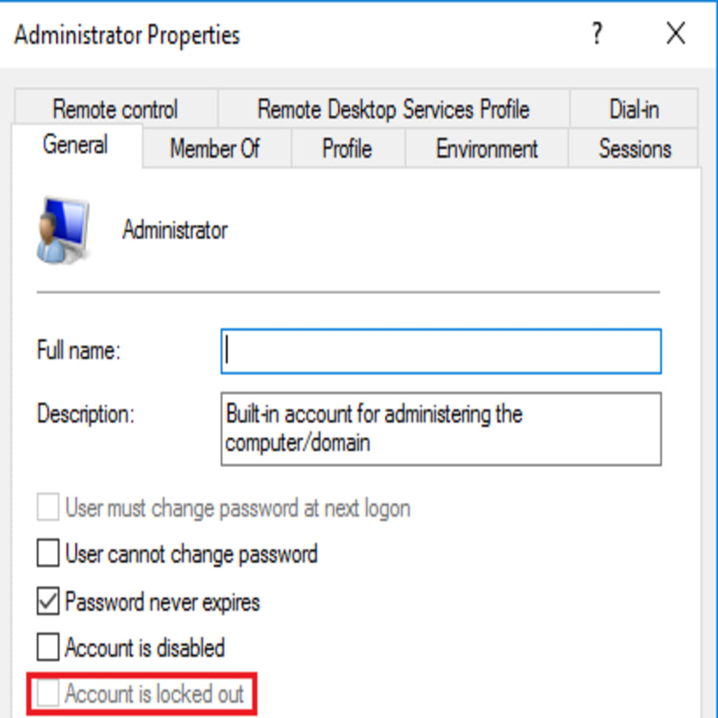account lockout screen