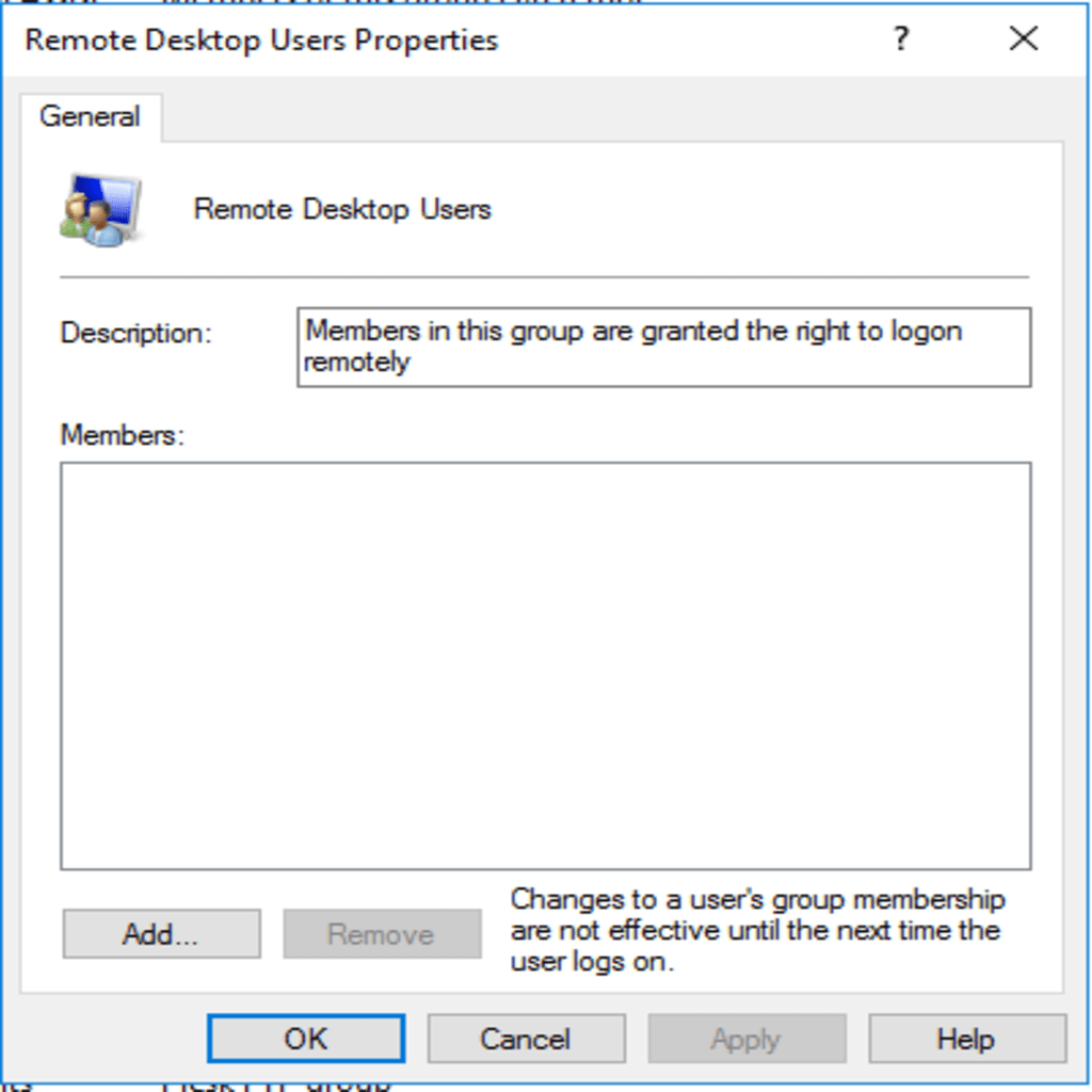 remote desktop users group