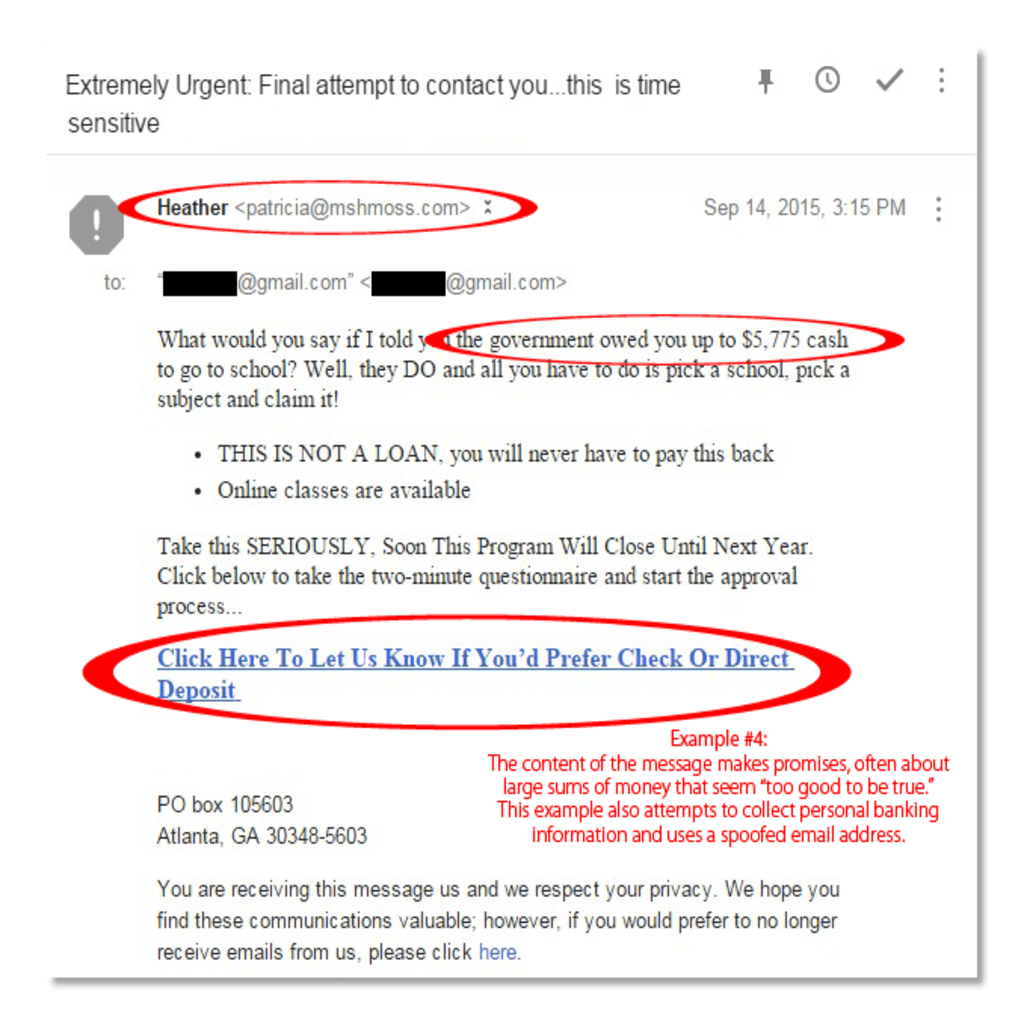 Spam Example 4 - Too Good To Be True