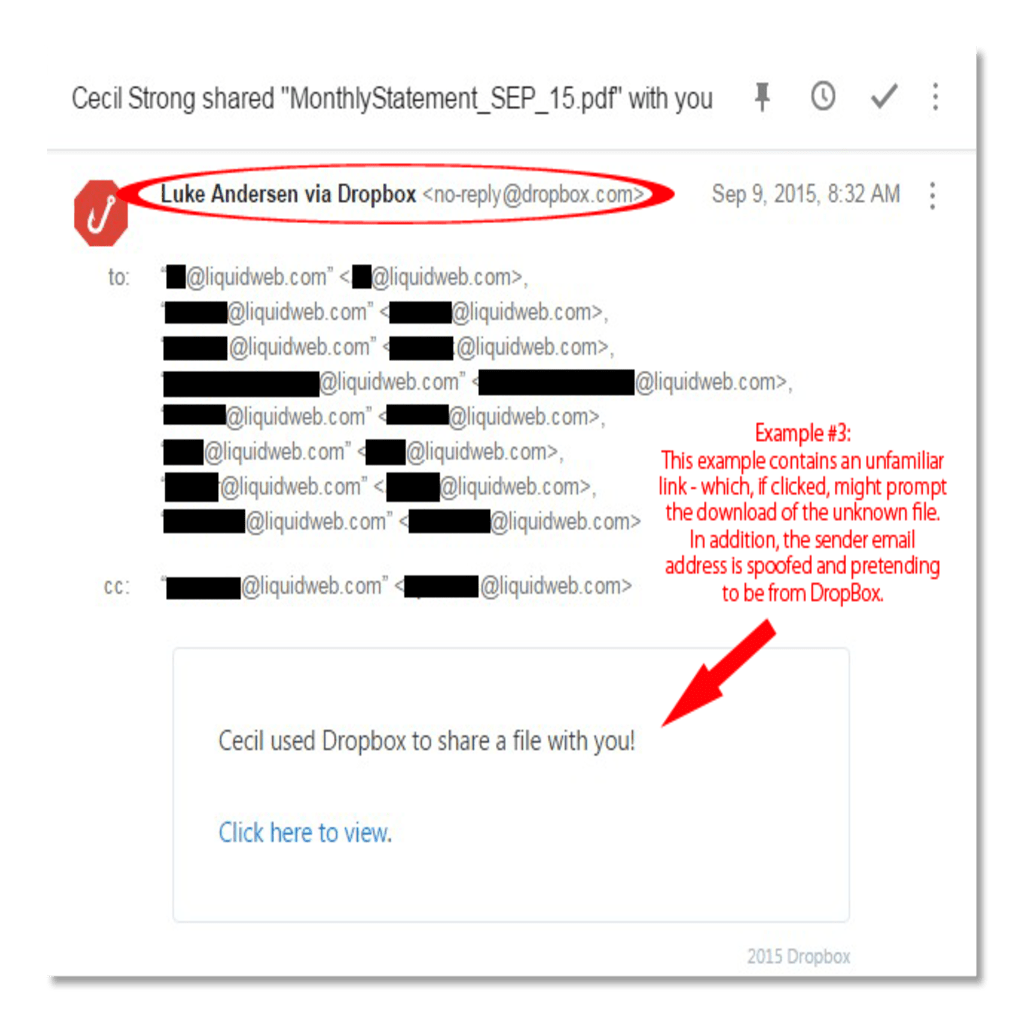 Spam Example 3 - Unfamiliar Link and Email Spoofing