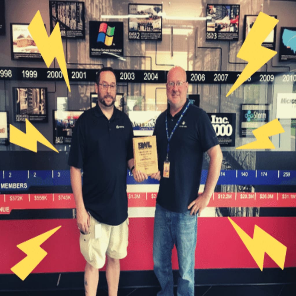 Aaron and Kearn Reif receive the Kilowatt Award in 2019.