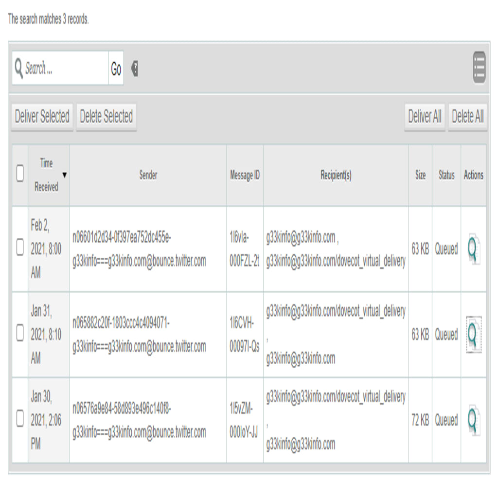 cPanel mail queue manager