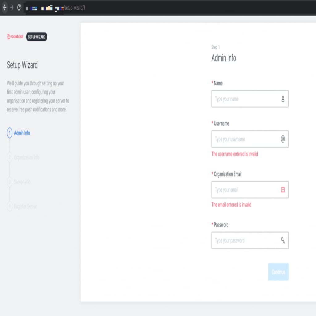 Rocket.Chat setup wizard