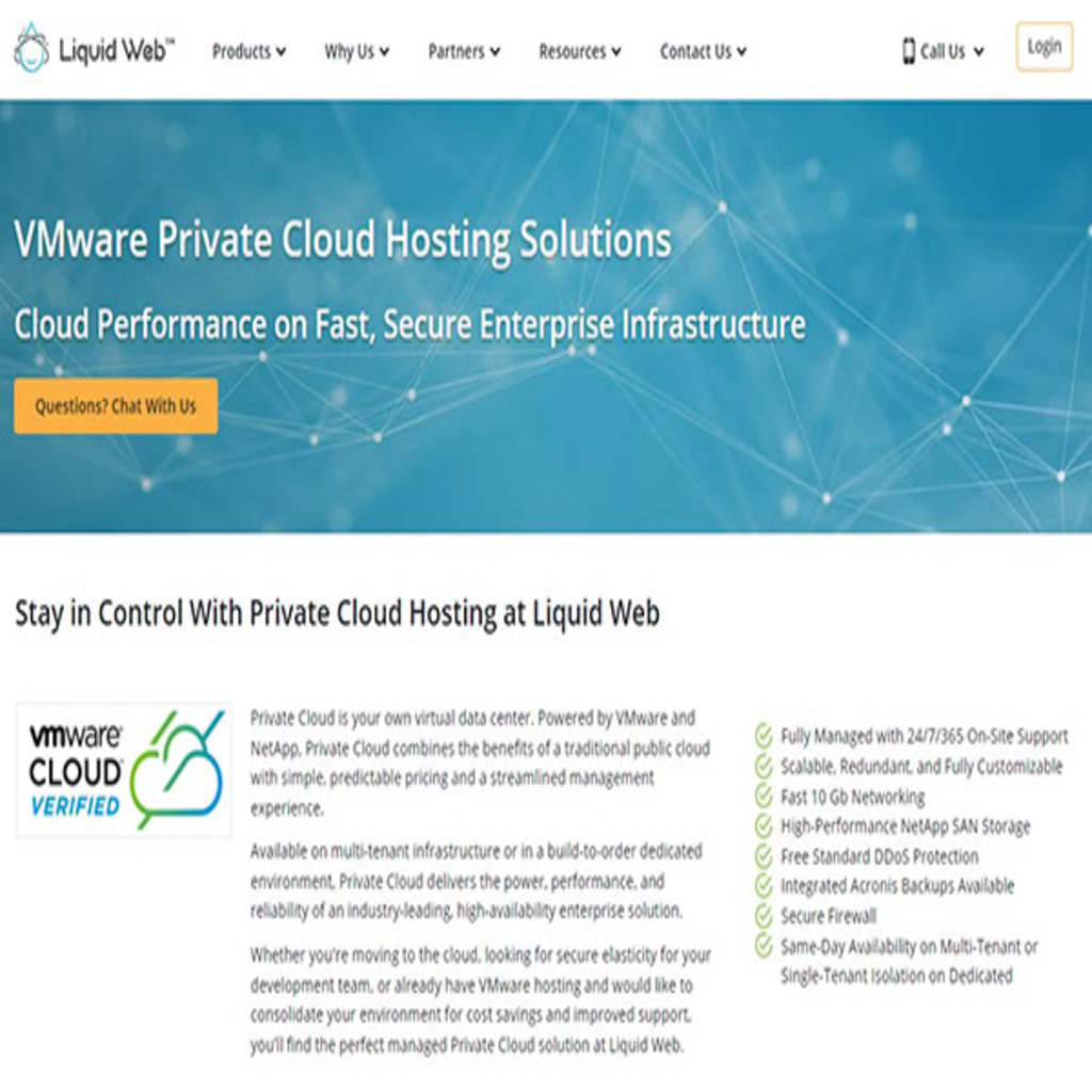 Liquid Web VMware Private Cloud Product Page.