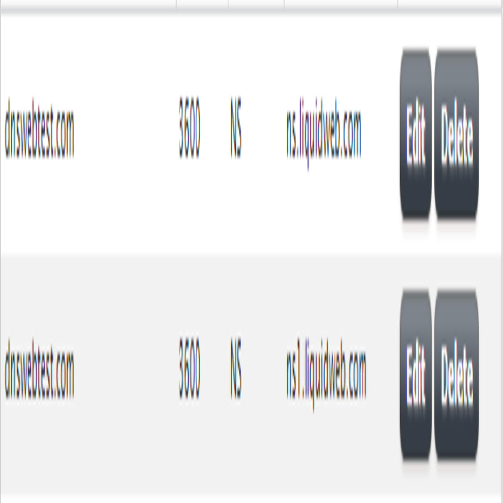 Example of NS records