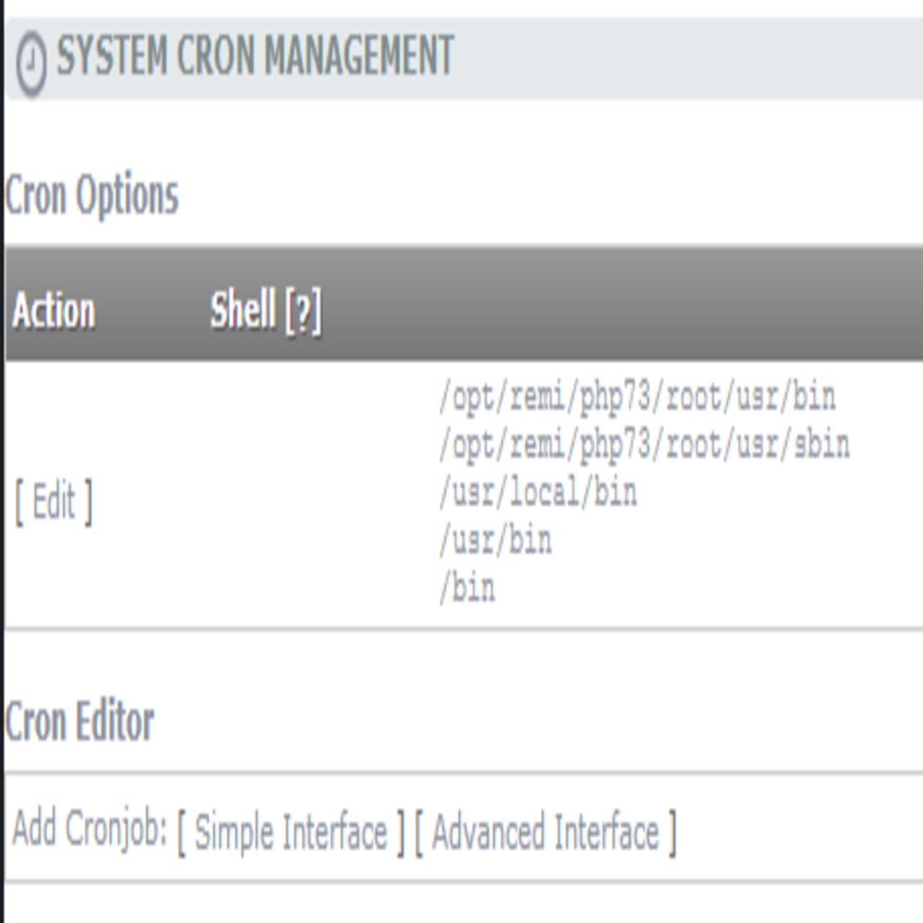 cron management screen in siteworx