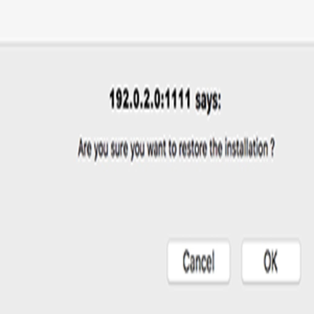 Confirm restore popup