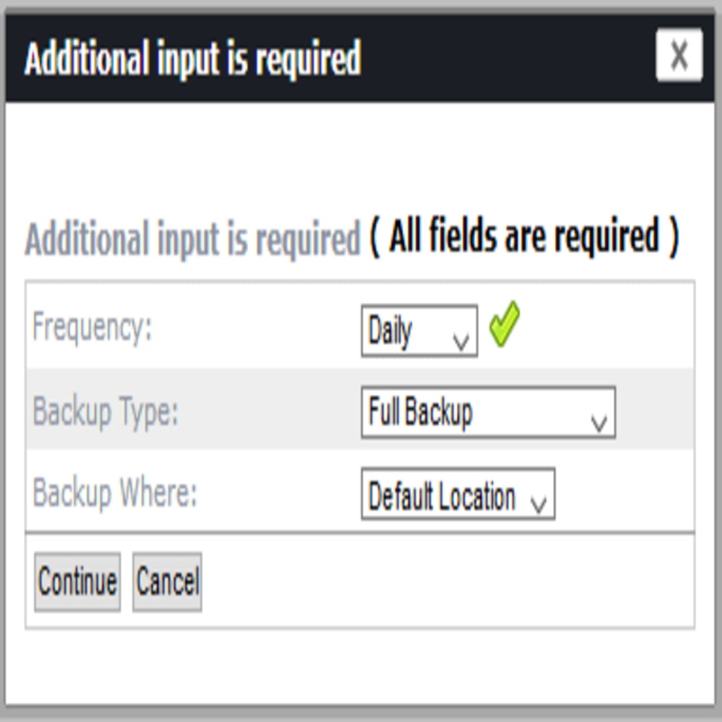 backup schedule detail screen