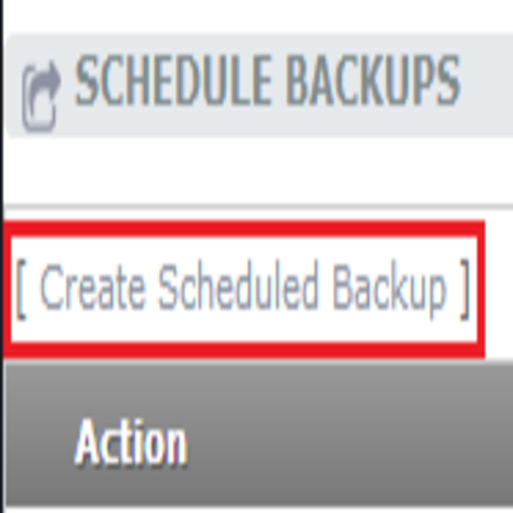 create backup schedule link highlighted
