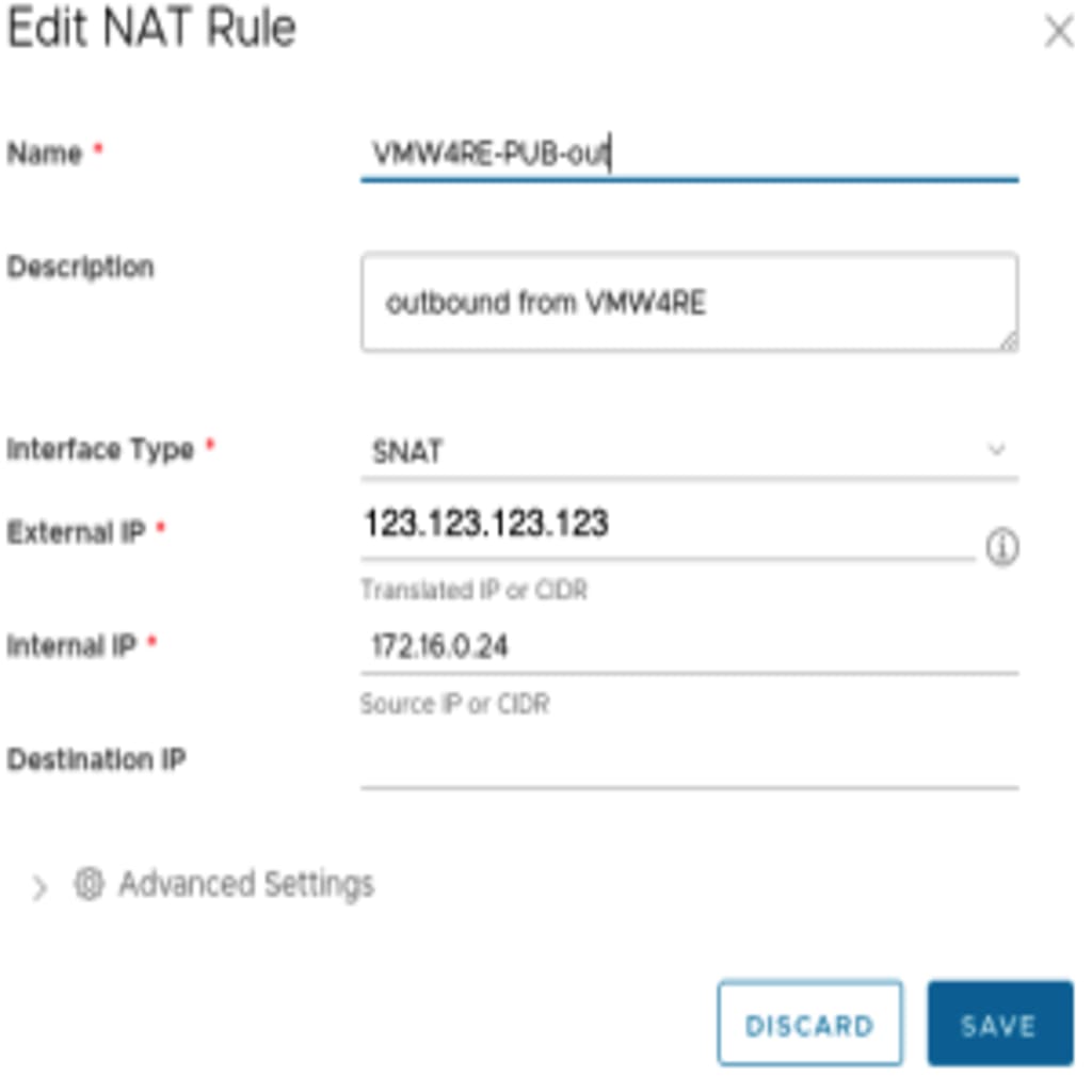 edit nat rule screen