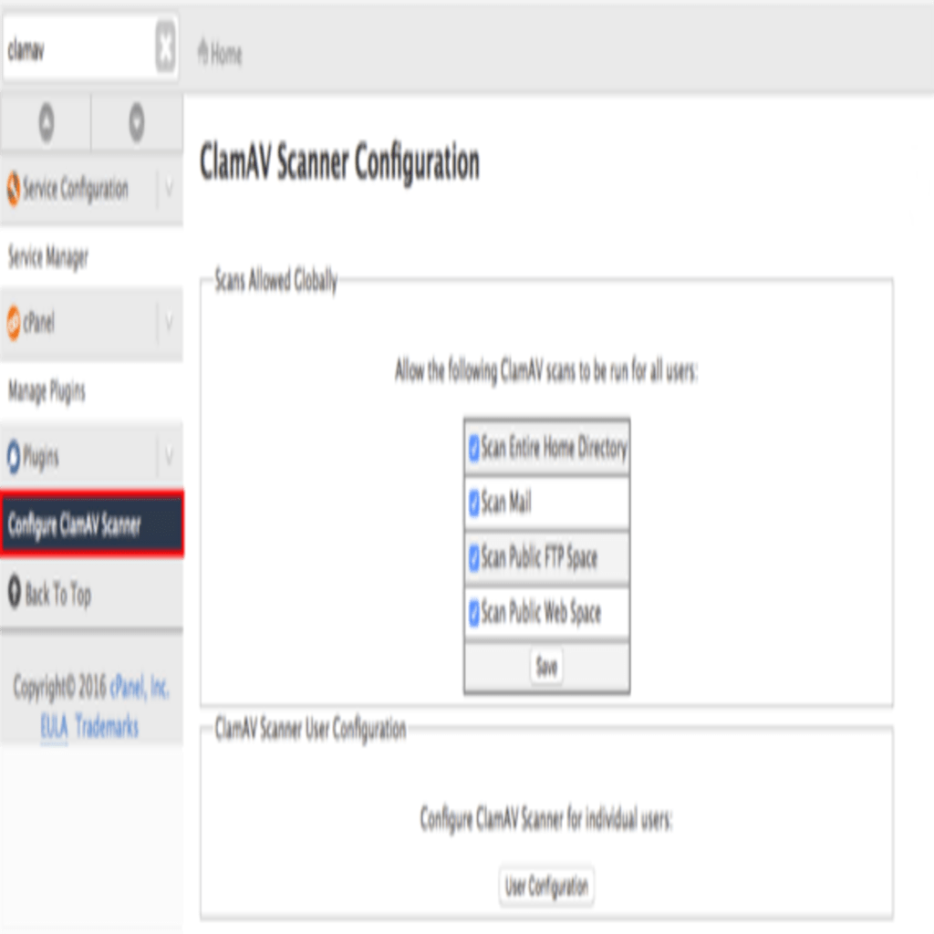 clamav scanner highlighted