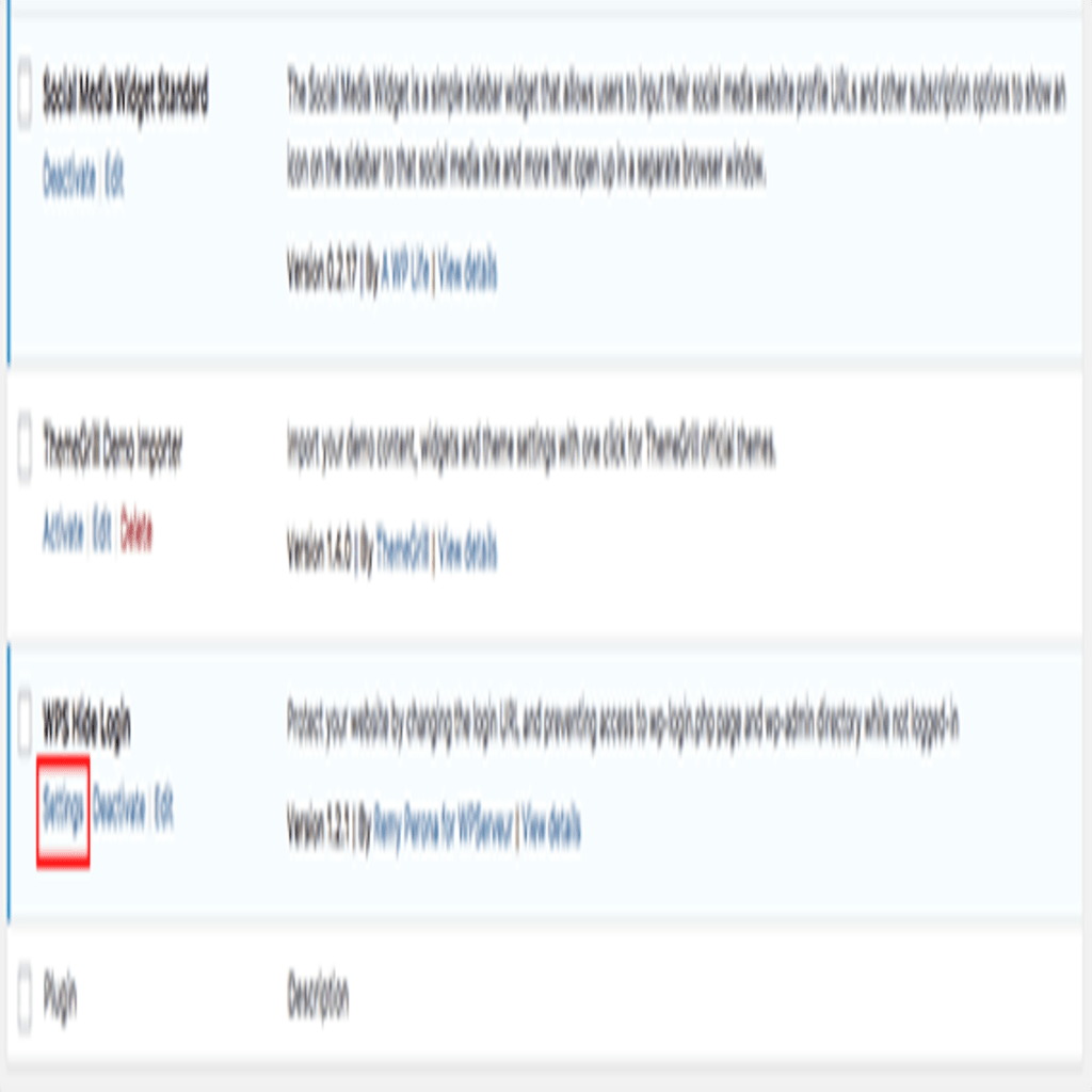 settings link highlighted