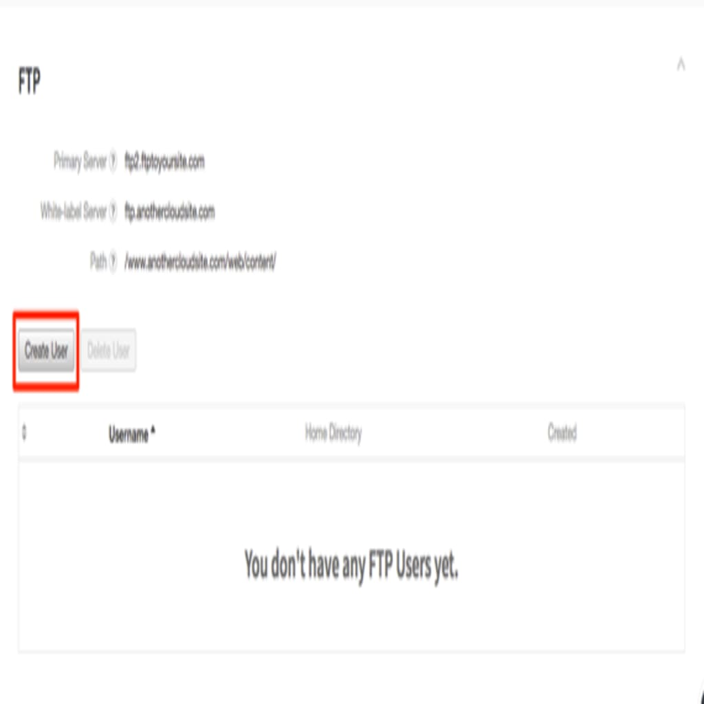 create user button highlighted