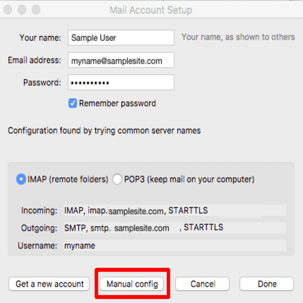 Manual config button highlighted
