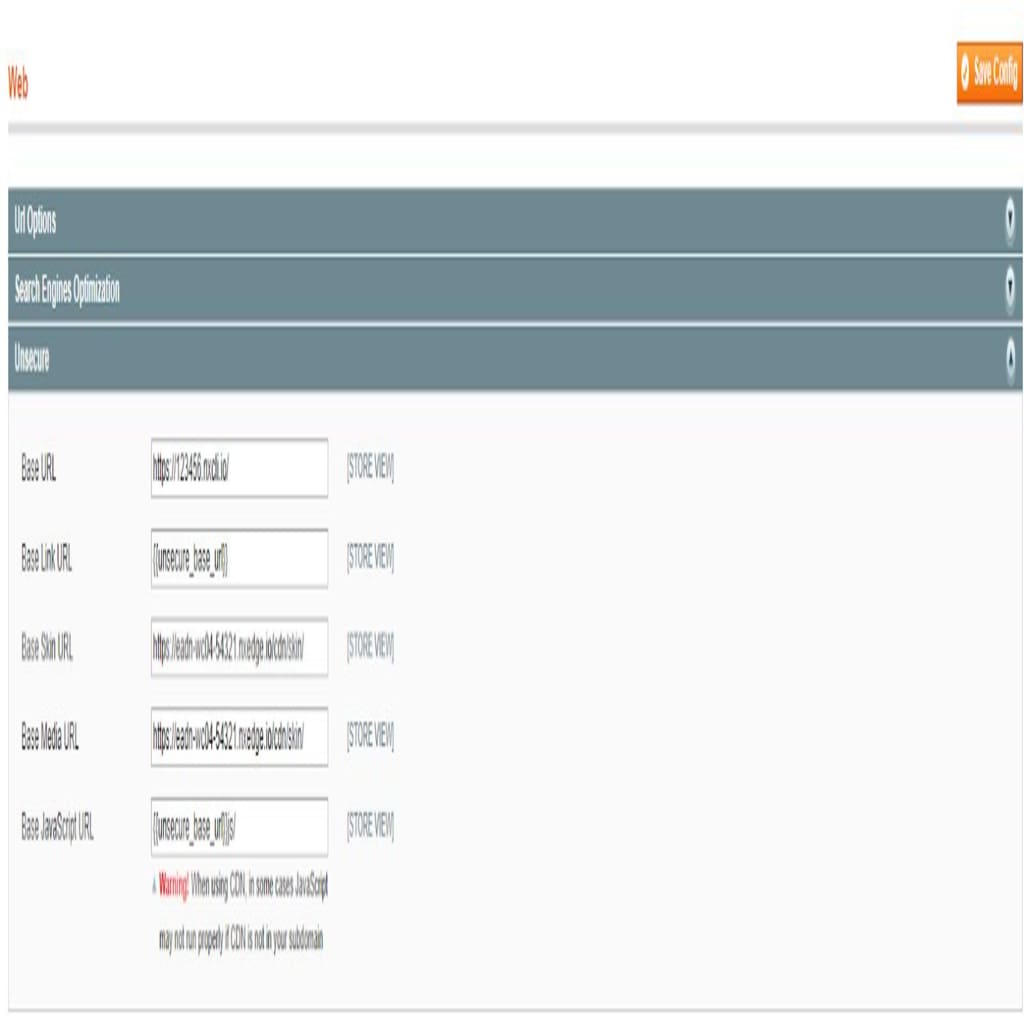 Unsecure interface under Web.