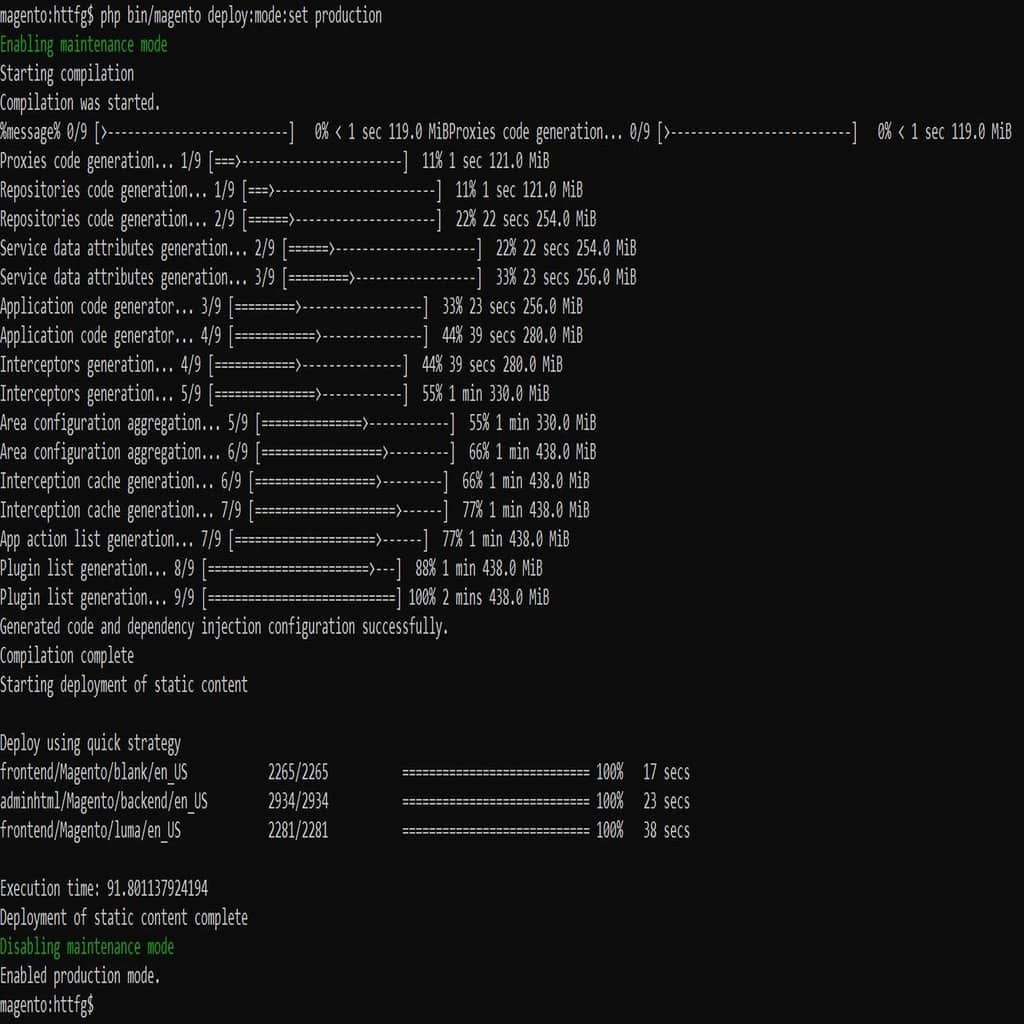 Enable production mode in Magento.