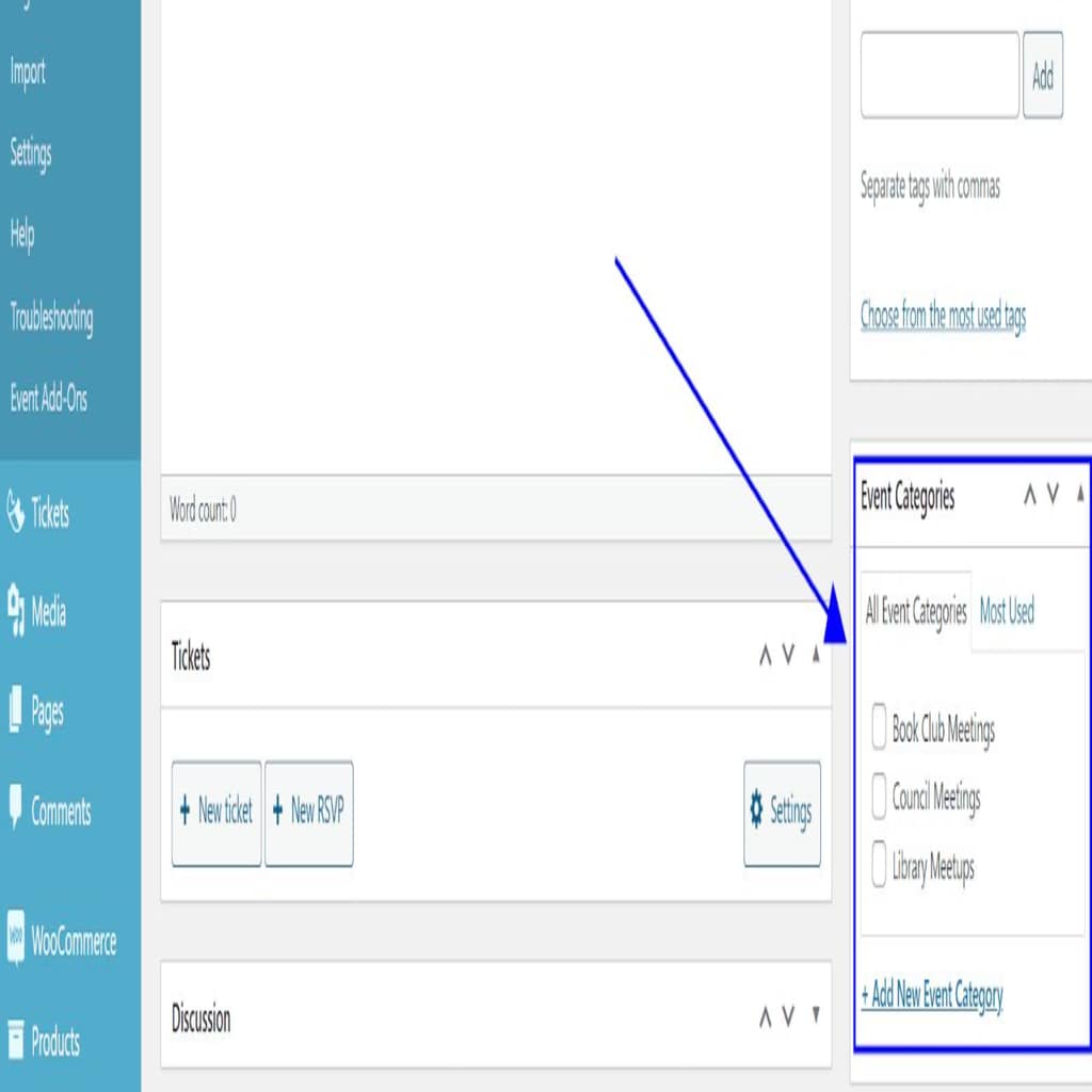 Add event categories.
