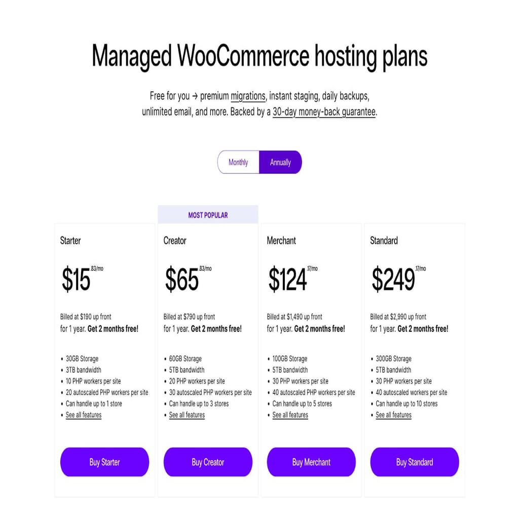 Prices for Nexcess Managed WooCommerce hosting plans