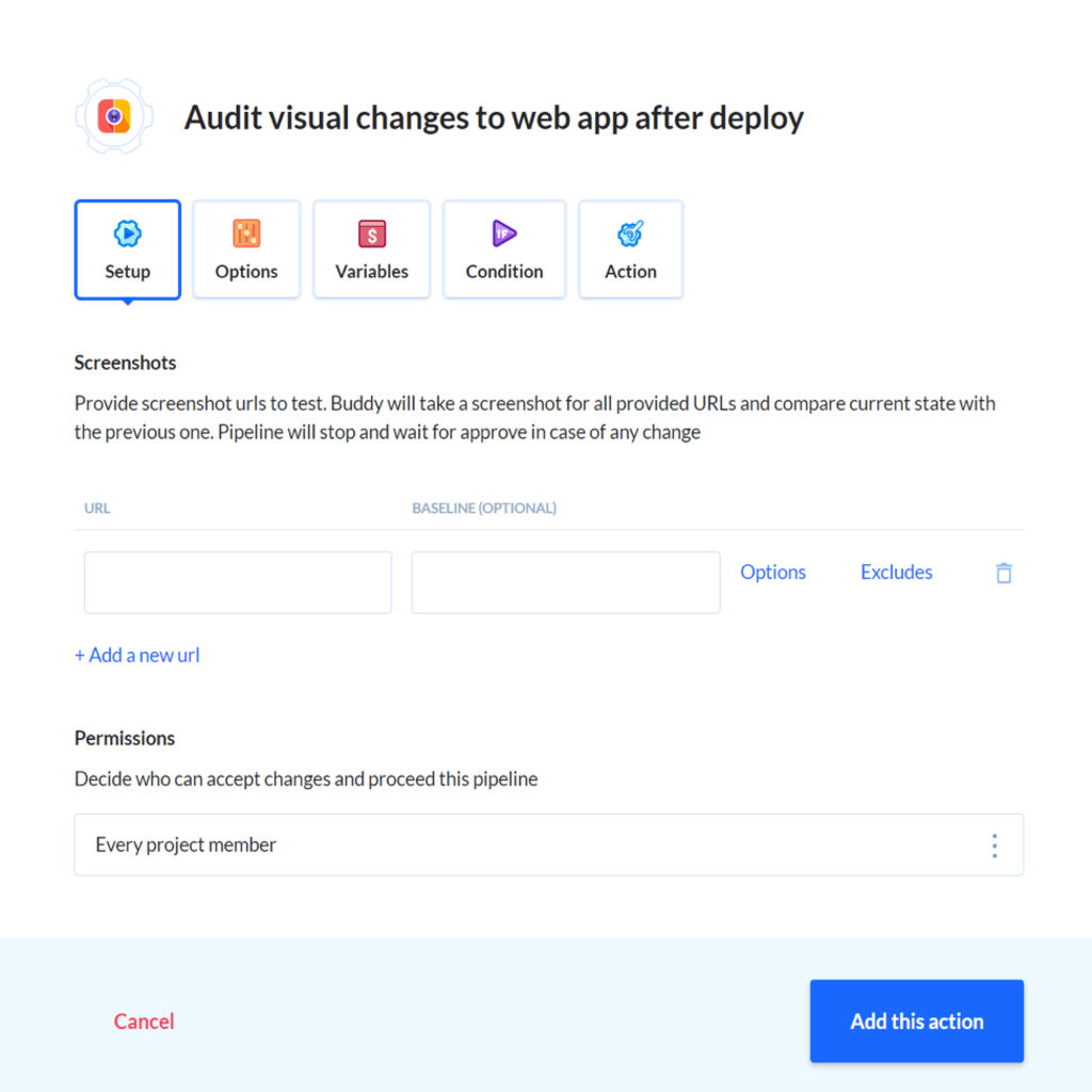 Adding visual tests in Buddy
