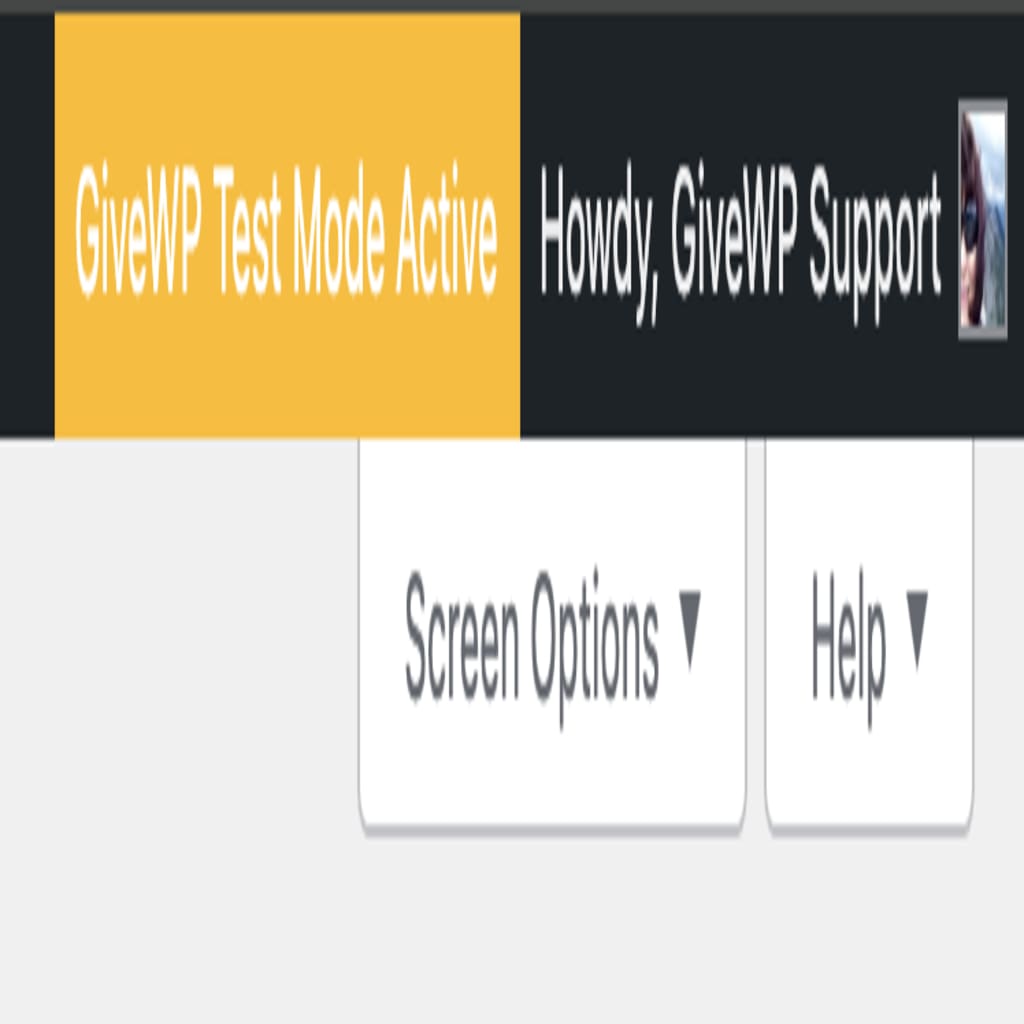 GiveWP Test Mode Active indicator