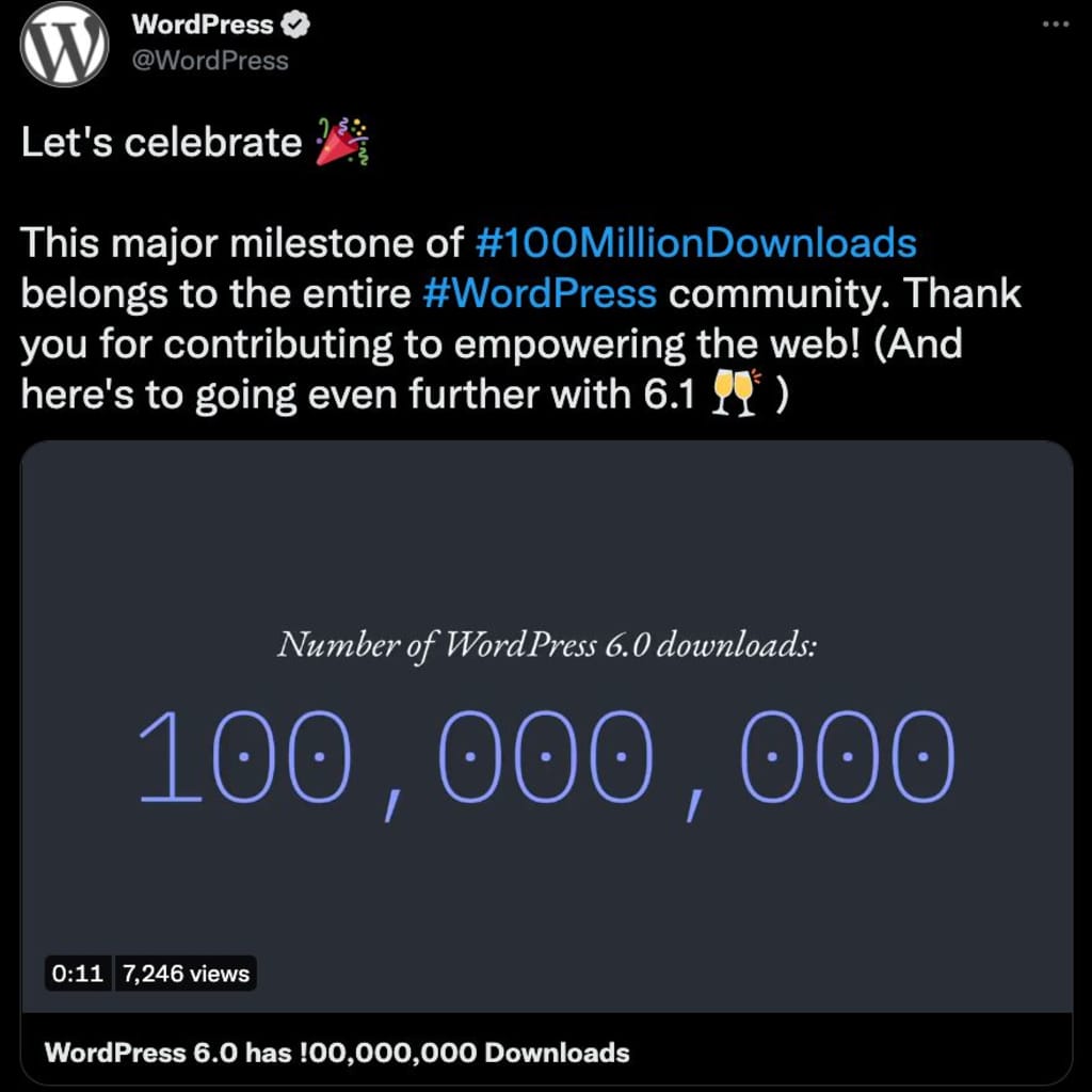 Tweet from @WordPress that reads