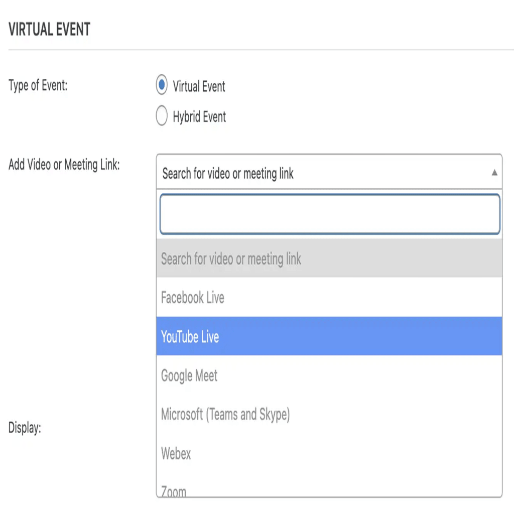 Setting up your YouTube Live session as a virtual event using Events Calendar Pro