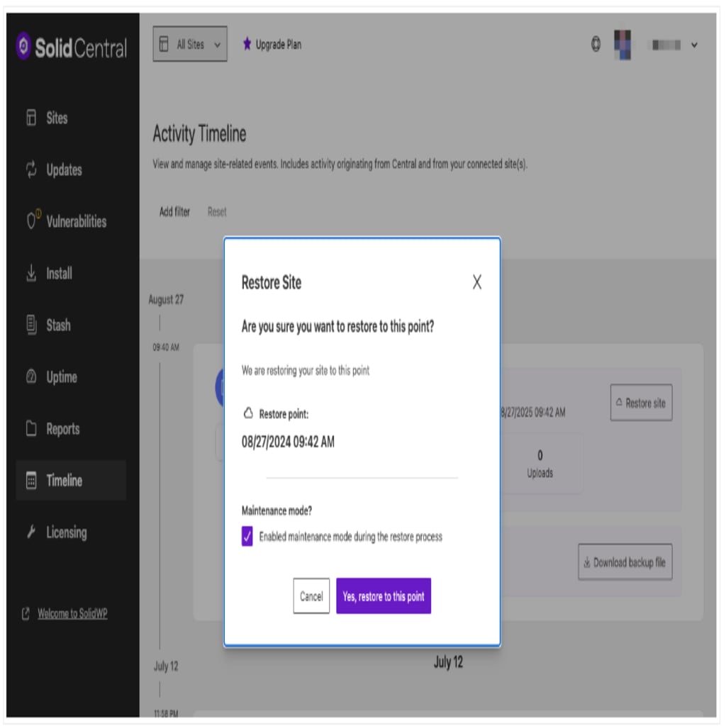 Solid Backups � NextGen�s one-click-restore feature