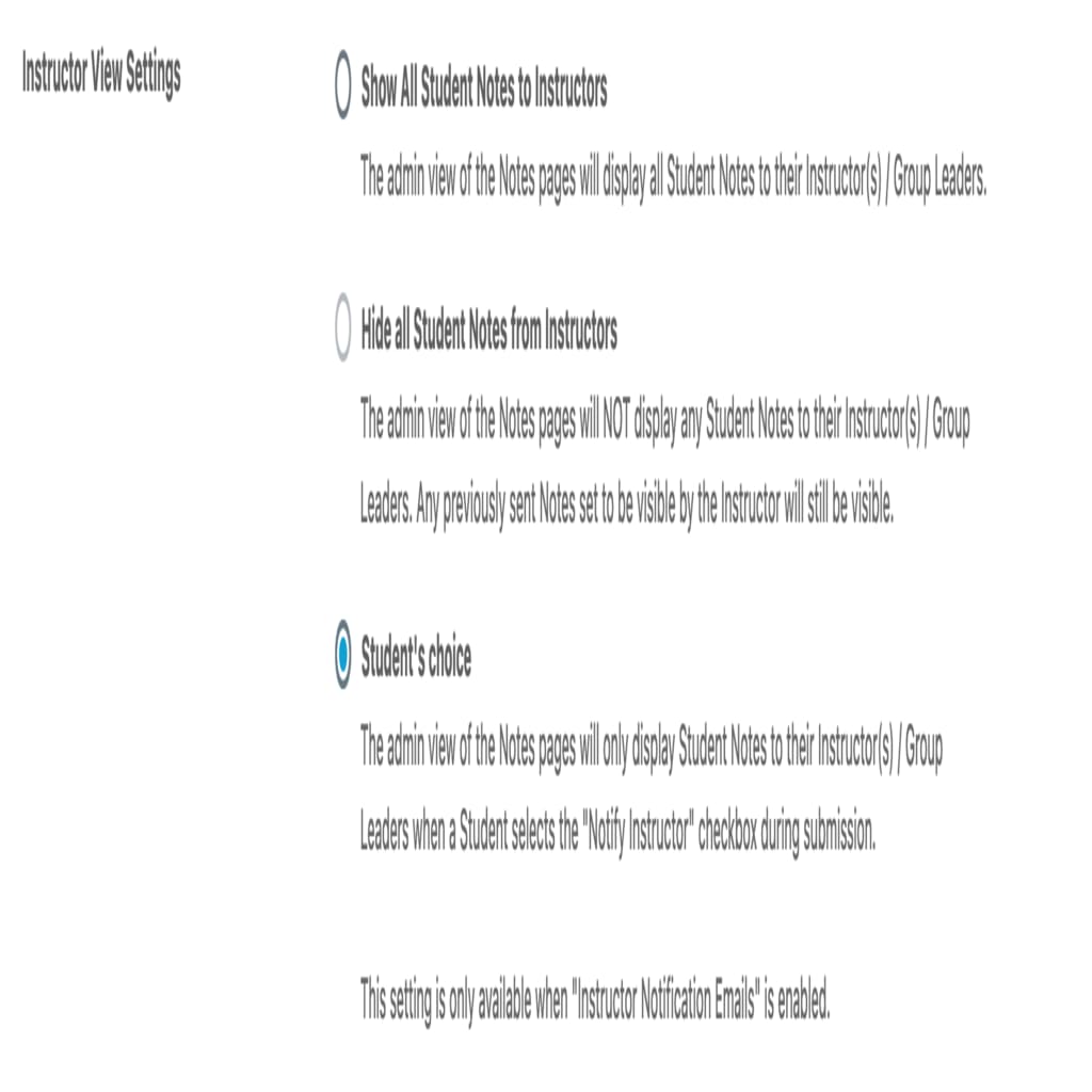 Instructor View Settings