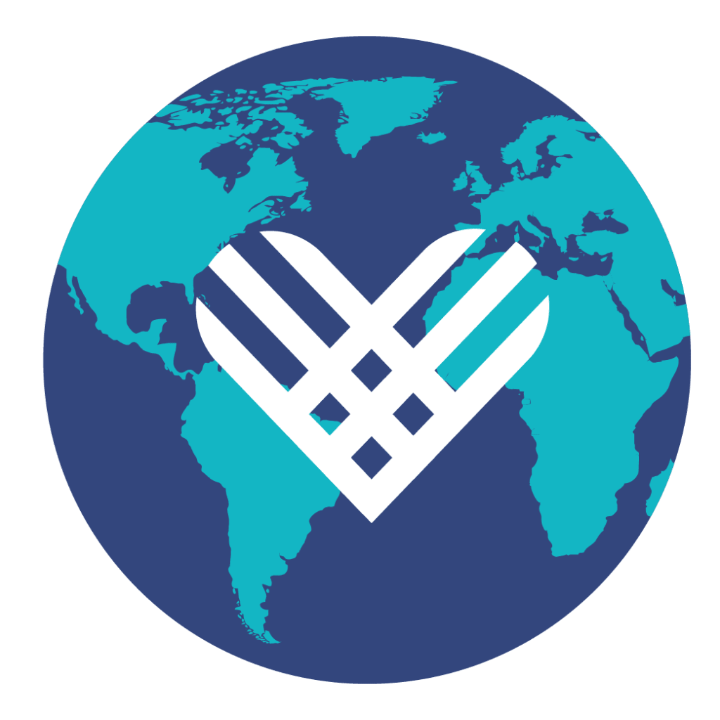 Globe with a Giving Tuesday heart logo in the middle.