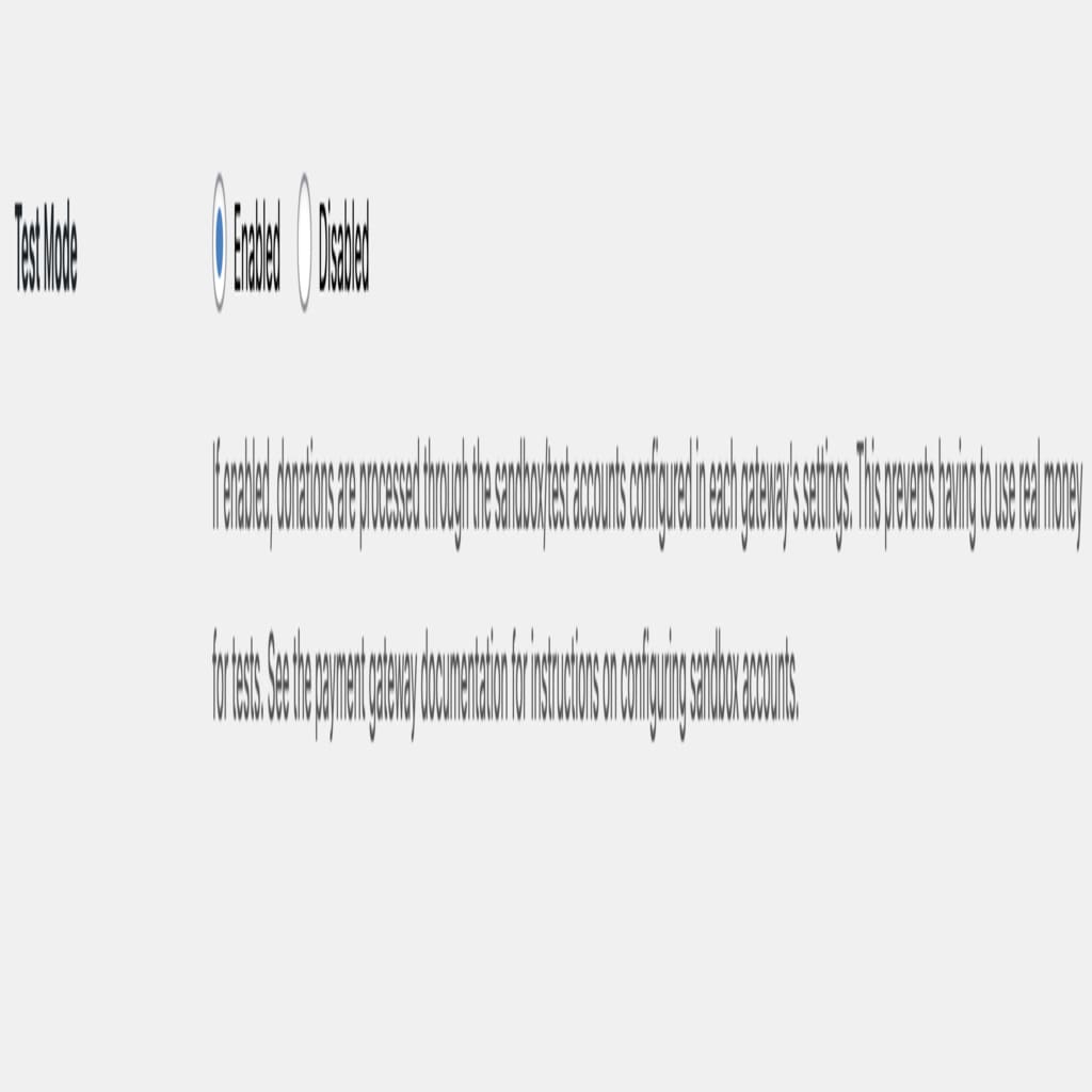 Test Mode setting to enable or disable