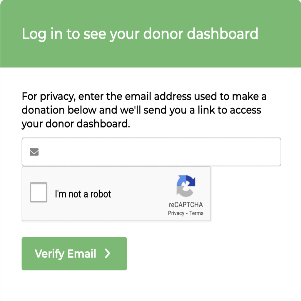 Email Access form with the reCAPTCHA V2 checkbox added