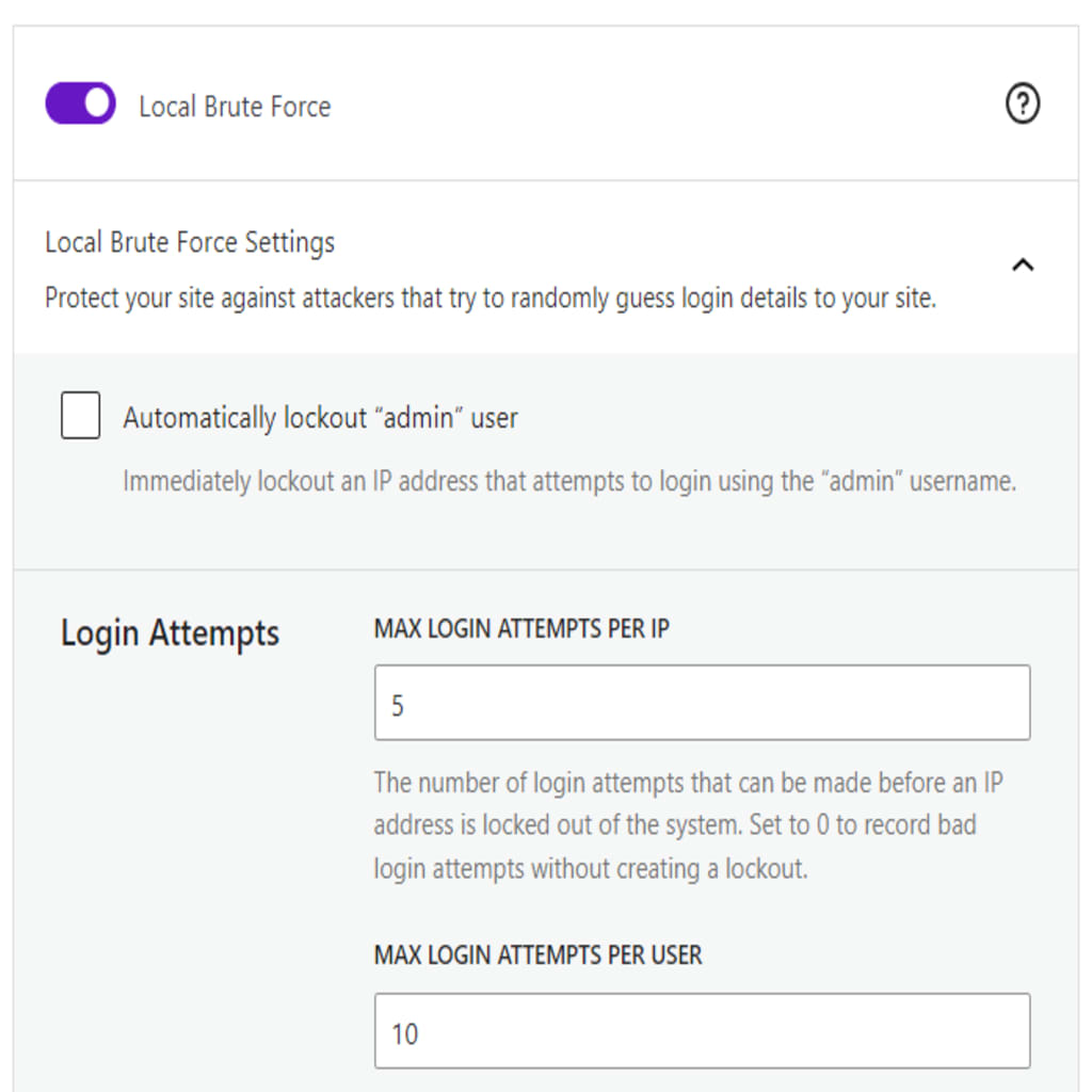 Solid Security local Brute Force Protection feature